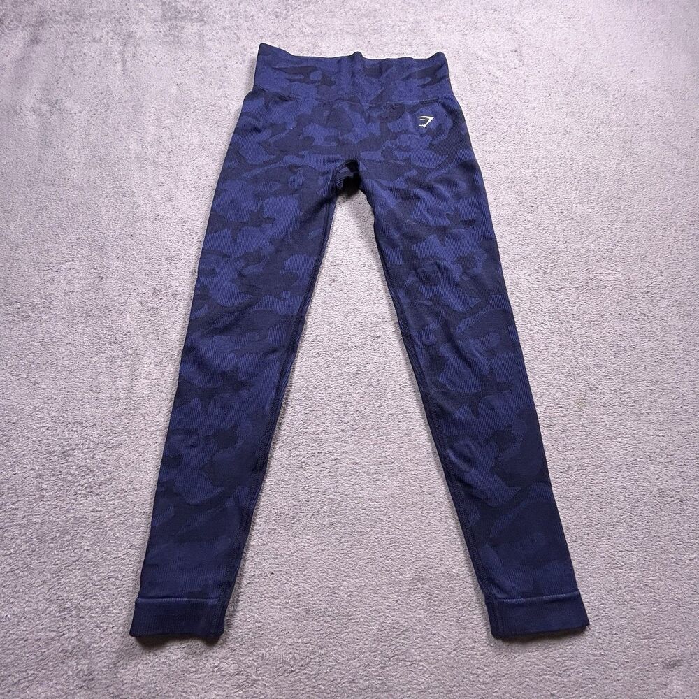 Gymshark Adapt High Rise Scrunch Butt Seamless Leggings Blue Camo Size Small